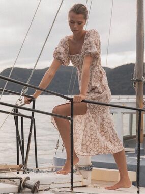 Kivari Angelina Snake Print Midi Dress
